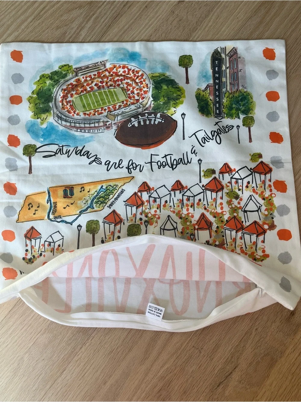 Happy by Rachel Knoxville TN pillow cover UT Vols game day tailgate 18x18